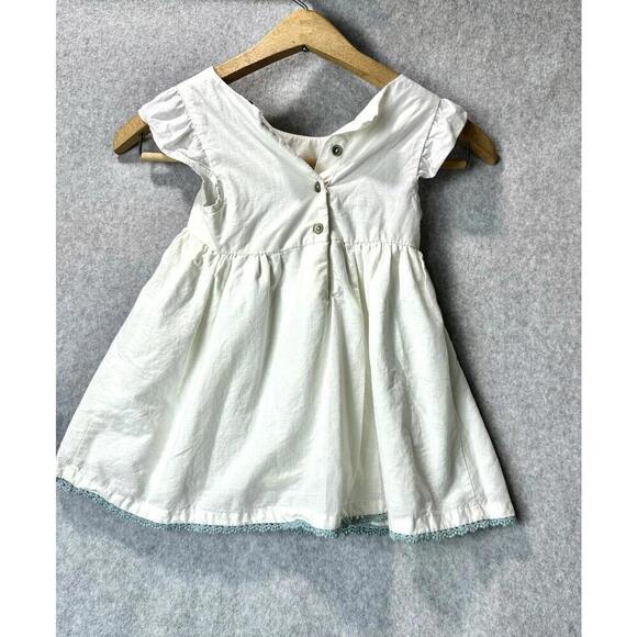 Rachel Zoe White with Blue Embroidered Floral Shirt Short Ruffle Sleeves 4T - Picture 9 of 9